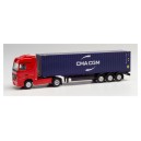 066808 Herpa Двухосный тягач с трёхосным полуприцепом MB Actros CMA/CGM масштаб ТТ 1/120