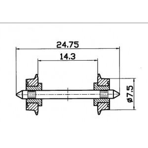 40189 Roco Набор колёсных пар диаметр 7,5 мм 2 шт., масштаб HO 1/87